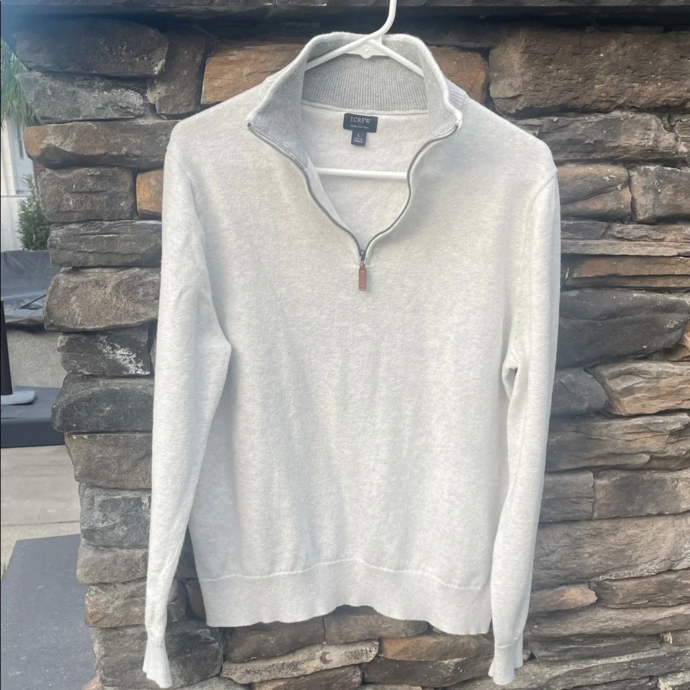 J. Crew Light Gray 1/4  Zip-Up Sweater